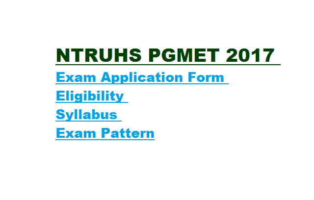 NTRUHS PGMET 2017 Exam