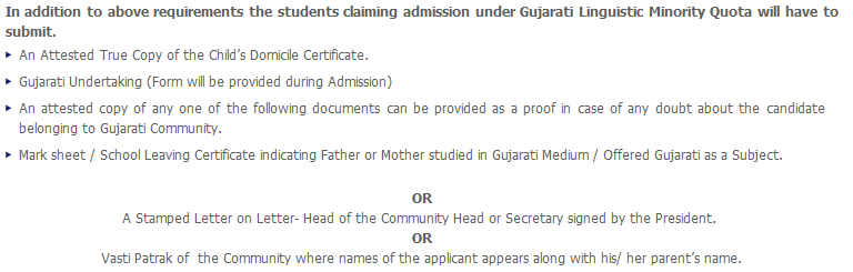 Information regarding FYJC admission through Gujarati Quota