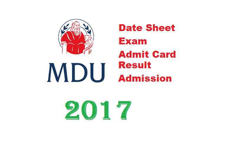 MDU date sheet Exam Admit Card Result admission 2017