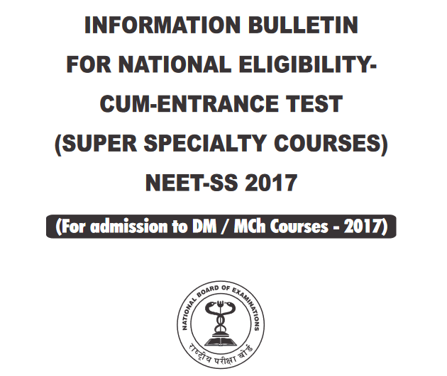 NEET SS 2017 Information